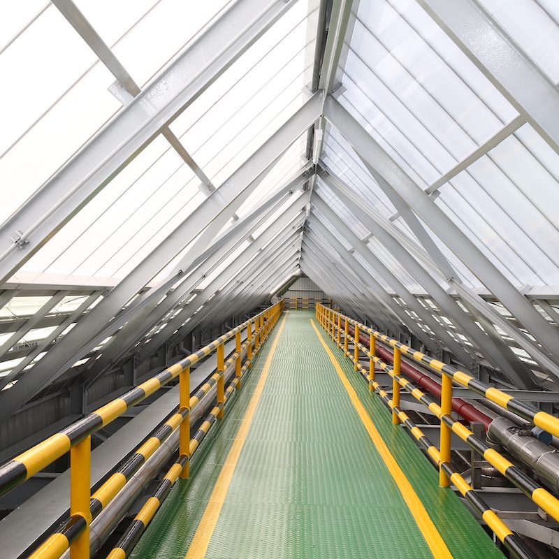 Roof walkways with in industrial plants.